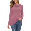 image:imageWEACZZY Womens Long Sleeve Shirts Button Cowl Neck Casual Loose Tunic Tops Blouse Dressy Fall Fashion 2026B Purple
