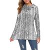 image:imageWEACZZY Womens Long Sleeve Shirts Button Cowl Neck Casual Loose Tunic Tops Blouse Dressy Fall Fashion 2026B White Serpentine