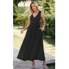 image:imageWEACZZY Womens Maxi Dress Sleeveless V Neck Sundress Cocktail Long Dresses with PocketsBlack