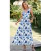 image:imageWEACZZY Womens Maxi Dress Sleeveless V Neck Sundress Cocktail Long Dresses with PocketsBlue Ink Flower