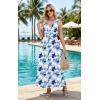 image:imageWEACZZY Womens Maxi Dress Sleeveless V Neck Sundress Cocktail Long Dresses with PocketsBlue Ink Flower