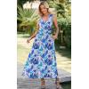 image:imageWEACZZY Womens Maxi Dress Sleeveless V Neck Sundress Cocktail Long Dresses with PocketsBlue Rainforest