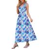 image:imageWEACZZY Womens Maxi Dress Sleeveless V Neck Sundress Cocktail Long Dresses with PocketsBlue Rainforest