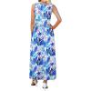 image:imageWEACZZY Womens Maxi Dress Sleeveless V Neck Sundress Cocktail Long Dresses with PocketsBlue Rainforest