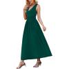 image:imageWEACZZY Womens Maxi Dress Sleeveless V Neck Sundress Cocktail Long Dresses with PocketsDark Green