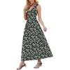 image:imageWEACZZY Womens Maxi Dress Sleeveless V Neck Sundress Cocktail Long Dresses with PocketsGreen Gladiolus