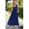 image:imageWEACZZY Womens Maxi Dress Sleeveless V Neck Sundress Cocktail Long Dresses with PocketsNavy Blue