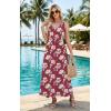 image:imageWEACZZY Womens Maxi Dress Sleeveless V Neck Sundress Cocktail Long Dresses with PocketsRed White Flower