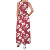 image:imageWEACZZY Womens Maxi Dress Sleeveless V Neck Sundress Cocktail Long Dresses with PocketsRed White Flower