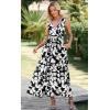 image:imageWEACZZY Womens Maxi Dress Sleeveless V Neck Sundress Cocktail Long Dresses with PocketsSketch White Black