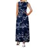 image:imageWEACZZY Womens Maxi Dress Sleeveless V Neck Sundress Cocktail Long Dresses with PocketsWhite Navy