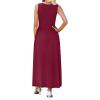 image:imageWEACZZY Womens Maxi Dress Sleeveless V Neck Sundress Cocktail Long Dresses with PocketsWine Red