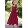 image:imageWEACZZY Womens Maxi Dress Sleeveless V Neck Sundress Cocktail Long Dresses with PocketsWine Red
