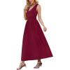 image:imageWEACZZY Womens Maxi Dress Sleeveless V Neck Sundress Cocktail Long Dresses with PocketsWine Red