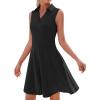image:imageWEACZZY Womens Summer Dresses Casual Collared V Neck Mini Dress Sleeveless Tennis Golf Dress with PocketsBlack