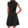 image:imageWEACZZY Womens Summer Dresses Casual Collared V Neck Mini Dress Sleeveless Tennis Golf Dress with PocketsBlack