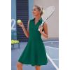 image:imageWEACZZY Womens Summer Dresses Casual Collared V Neck Mini Dress Sleeveless Tennis Golf Dress with PocketsDark Green