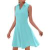 image:imageWEACZZY Womens Summer Dresses Casual Collared V Neck Mini Dress Sleeveless Tennis Golf Dress with PocketsLight Blue