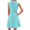 image:imageWEACZZY Womens Summer Dresses Casual Collared V Neck Mini Dress Sleeveless Tennis Golf Dress with PocketsLight Blue