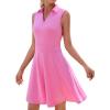 image:imageWEACZZY Womens Summer Dresses Casual Collared V Neck Mini Dress Sleeveless Tennis Golf Dress with PocketsPink