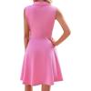 image:imageWEACZZY Womens Summer Dresses Casual Collared V Neck Mini Dress Sleeveless Tennis Golf Dress with PocketsPink