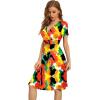 image:imageWEACZZY Womens Summer Short Sleeve Casual Dresses VNeck Floral Party Dress with PocketsAbstract Flowers