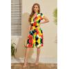 image:imageWEACZZY Womens Summer Short Sleeve Casual Dresses VNeck Floral Party Dress with PocketsAbstract Flowers