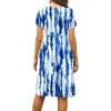 image:imageWEACZZY Womens Summer Short Sleeve Casual Dresses VNeck Floral Party Dress with PocketsBlue Tie Dye