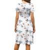image:imageWEACZZY Womens Summer Short Sleeve Casual Dresses VNeck Floral Party Dress with PocketsGray Leaved Peony