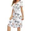 image:imageWEACZZY Womens Summer Short Sleeve Casual Dresses VNeck Floral Party Dress with PocketsGray Leaved Peony