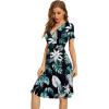 image:imageWEACZZY Womens Summer Short Sleeve Casual Dresses VNeck Floral Party Dress with PocketsGrbananaleaves