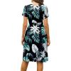 image:imageWEACZZY Womens Summer Short Sleeve Casual Dresses VNeck Floral Party Dress with PocketsGrbananaleaves