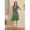 image:imageWEACZZY Womens Summer Short Sleeve Casual Dresses VNeck Floral Party Dress with PocketsGreen Garden