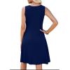 image:imageWEACZZY Womens Summer Sleeveless Dress Ruched Waist Flowy A Line Mini Cocktail Party DressesNavy Blue