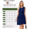 image:imageWEACZZY Womens Summer Sleeveless Dress Ruched Waist Flowy A Line Mini Cocktail Party DressesNavy Blue