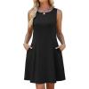 image:imageWEACZZY Womens Summer Sleeveless Dresses 2026 Boat Neck ALine Casual Elegant Cocktail Dress with PocketsBlack