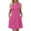 image:imageWEACZZY Womens Summer Sleeveless Dresses 2026 Boat Neck ALine Casual Elegant Cocktail Dress with PocketsHot Pink