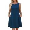 image:imageWEACZZY Womens Summer Sleeveless Dresses 2026 Boat Neck ALine Casual Elegant Cocktail Dress with PocketsNavy Blue