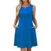 image:imageWEACZZY Womens Summer Sleeveless Dresses 2026 Boat Neck ALine Casual Elegant Cocktail Dress with PocketsRoyal Blue