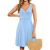 image:imageWEACZZY 2025 Womens Wrap V Neck Sleeveless Summer Dresses Beach Holiday Tank Dress Flowy Casual Sundress with Pockets01 Light Blue