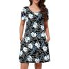 image:imageWEACZZY Summer Dresses for Women 2026 VNeck Casual T Shirt Dress Loose Short Sleeve Flowy Dresses with PocketsWhite Lily