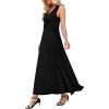 image:imageWEACZZY Women V Neck Sleeveless Maxi Dresses Casual Elegant Pleated Cross Twisted Cocktail Flowing Long DressesBlack