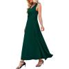 image:imageWEACZZY Women V Neck Sleeveless Maxi Dresses Casual Elegant Pleated Cross Twisted Cocktail Flowing Long DressesDark Green