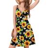 image:imageWEACZZY Womens 2026 Summer Dresses V Neck Spaghetti Strap Sundress Casual Beach Flowy Mini Dress with PocketsSunflower Black