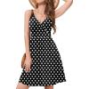 image:imageWEACZZY Womens 2026 Summer Dresses V Neck Spaghetti Strap Sundress Casual Beach Flowy Mini Dress with PocketsWhite Dot Black