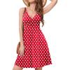 image:imageWEACZZY Womens 2026 Summer Dresses V Neck Spaghetti Strap Sundress Casual Beach Flowy Mini Dress with PocketsWhite Dot Red