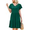 image:imageWEACZZY Womens Casual Summer Dress V Neck Ruffle Sleeve A Line Dresses Flowy with Pockets 2026Dark Green