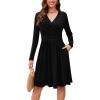 image:imageWEACZZY Womens Long Sleeve Casual Fall Dresses VNeck Swing Floral Party Dress with Pockets 202601 Black