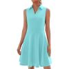 image:imageWEACZZY Womens Summer Dresses Casual Collared V Neck Mini Dress Sleeveless Tennis Golf Dress with PocketsLight Blue