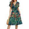 image:imageWEACZZY Womens Summer Short Sleeve Casual Dresses VNeck Floral Party Dress with PocketsGreen Garden